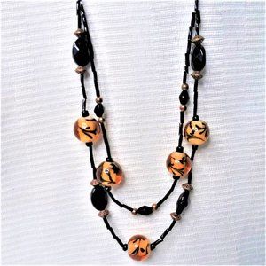 Necklace Vintage Amber Glass Beads Layered Choker Unique Adjustable Trendy Boho